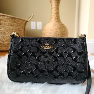 New Debossed COACH Top Handle Pouch/Crossbody
